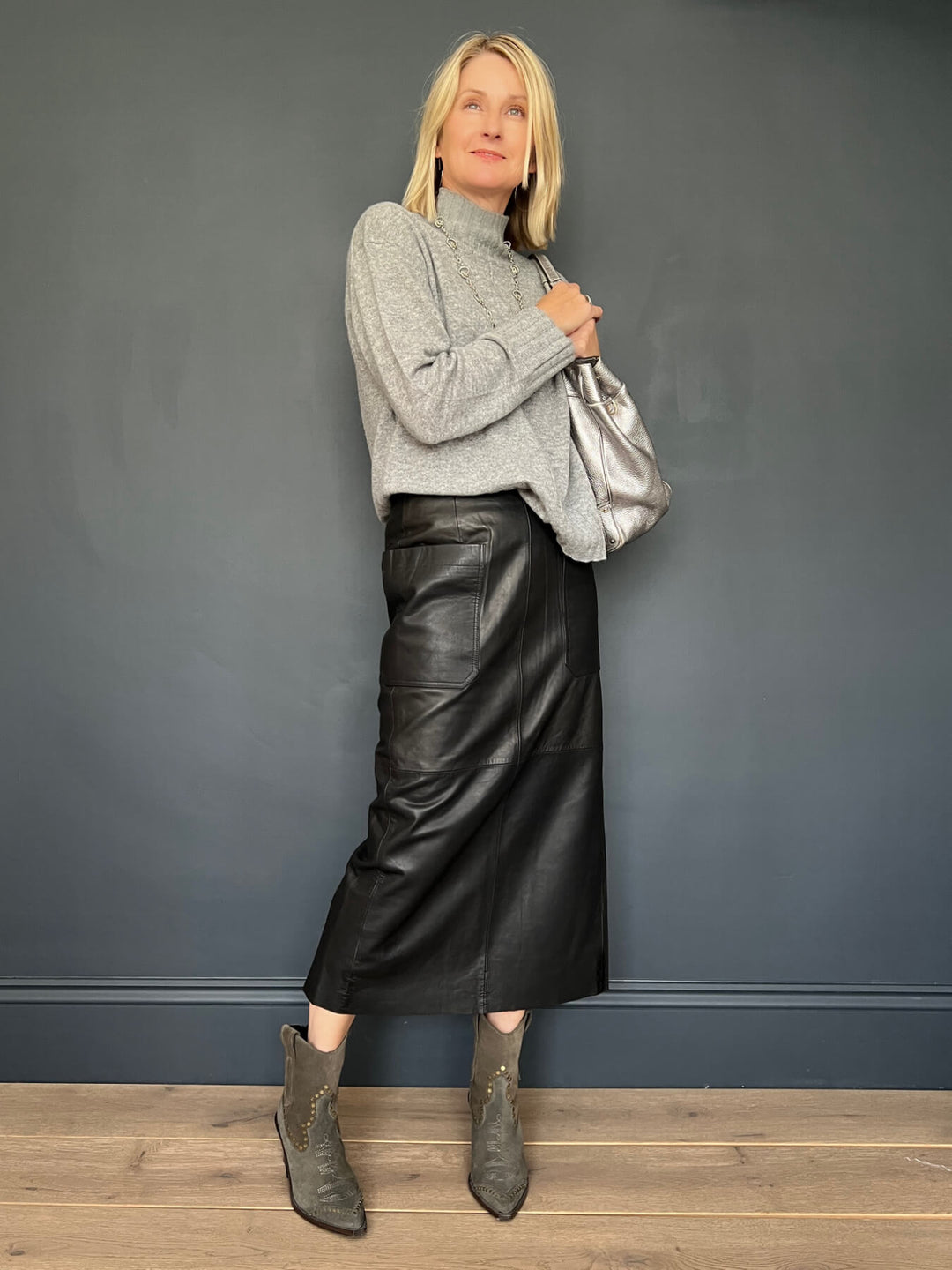 Pieszak Melanie Leather Pocket Skirt- Black