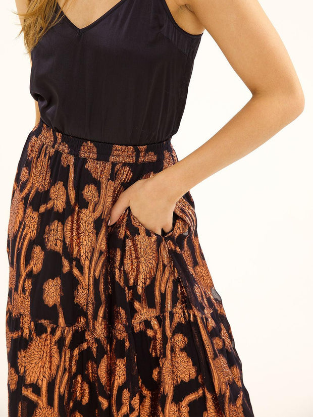 Stardust Leo Skirt in Midnight Blue and Bronze - Taylor Bell