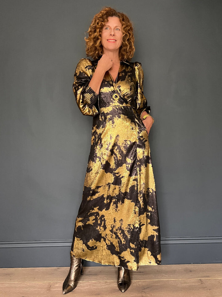 Traffic People Loretta Dress in Black and Gold