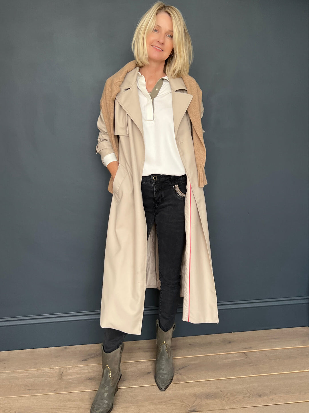 Rino and Pelle Gail Long Trench Coat - Beach