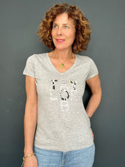 TaylorB T-Shirt in Grey with silver and animal print letters